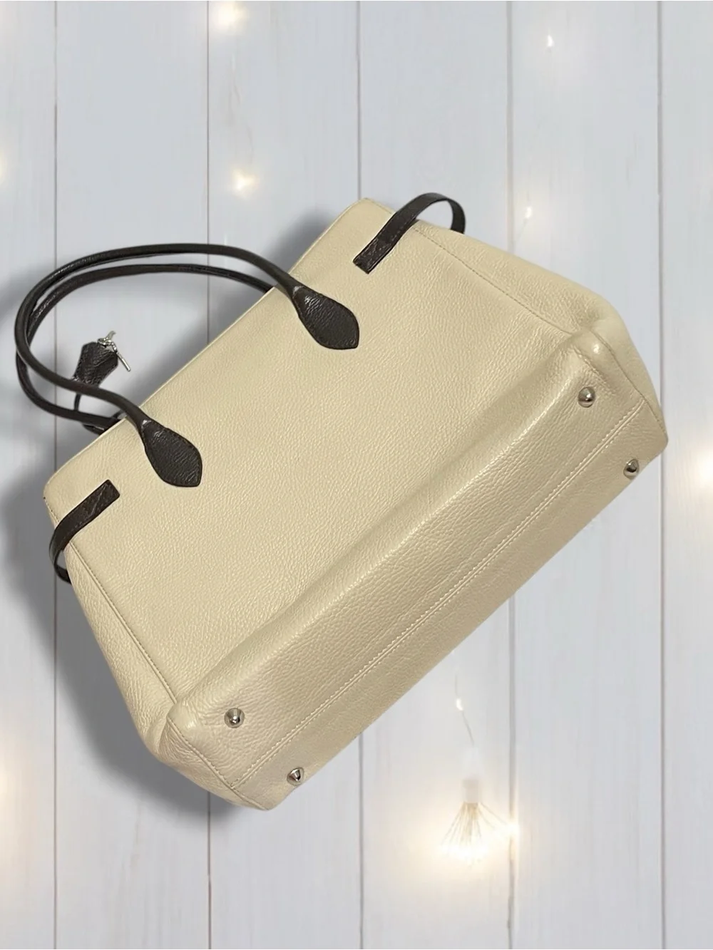 Retorta Firenze 1906 Cattolica Leather Top Handle Bag Cream Brown Made in Italy